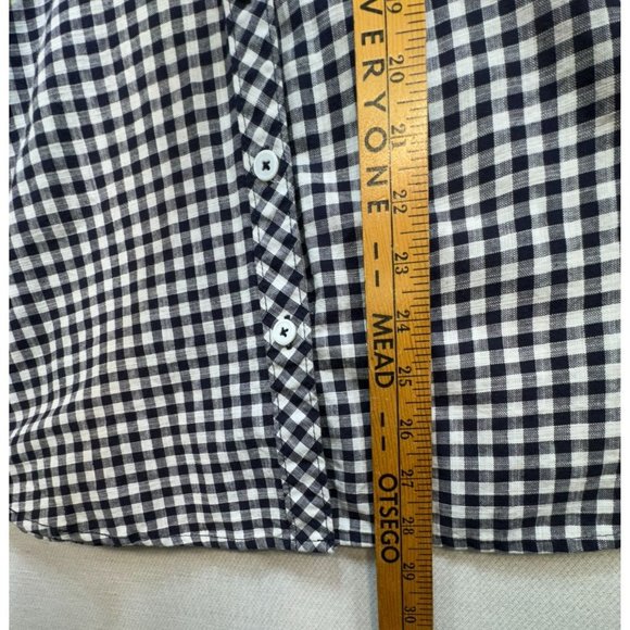 Bit & Bridle Womens Checkered Long Sleeve Button-Up Shirt XL Dary Navy & White C - Picture 7 of 13